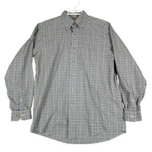 LL Bean Traditional Fit Plaid Button Down Shirt Long Sleeve Men M-REG Green Blue